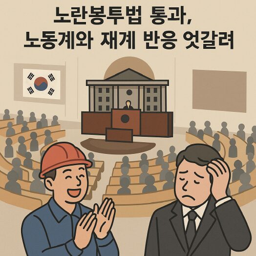 노란봉투법 통과, 노동계와 재계 반응 엇갈려