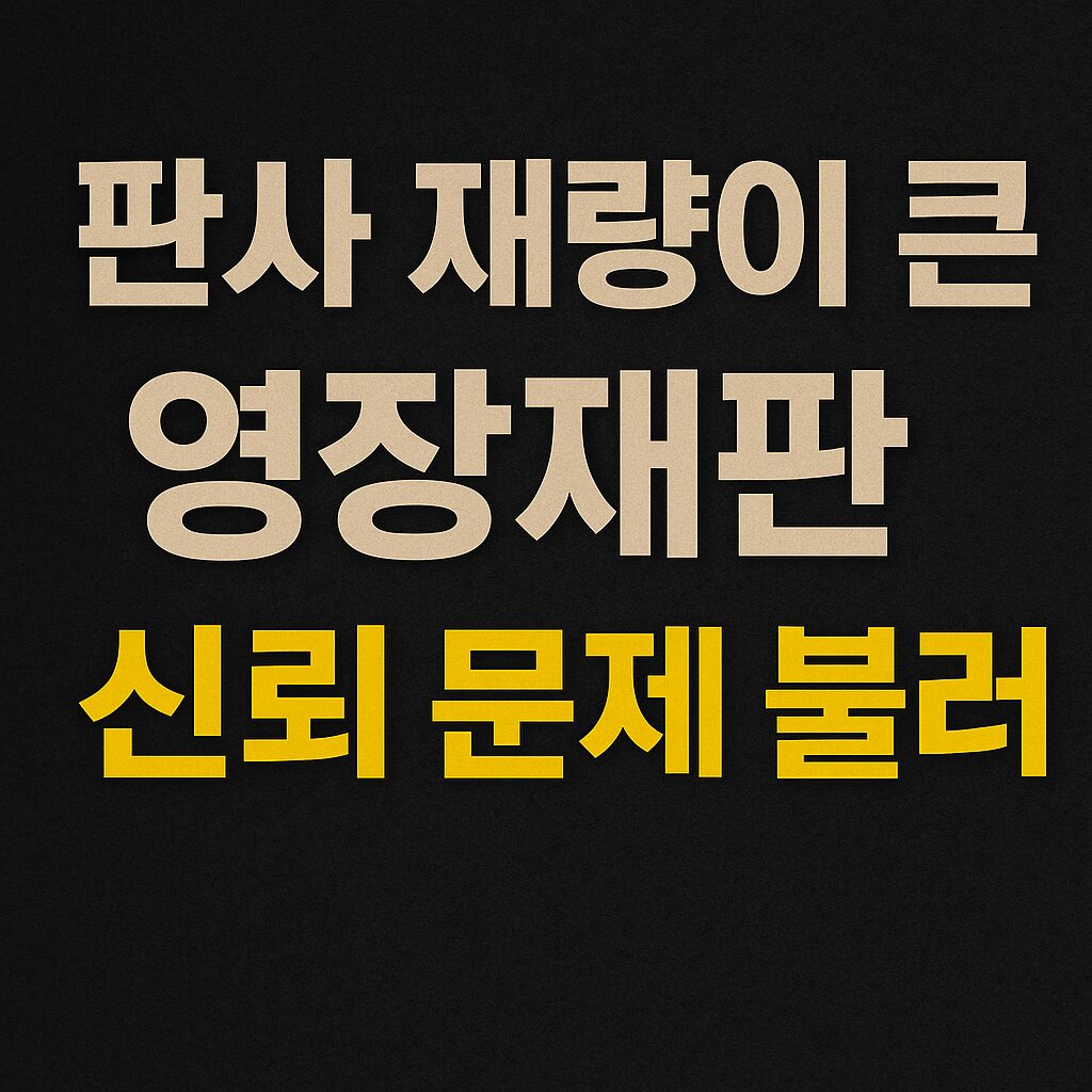 판사 재량이 큰 영장재판, 신뢰 문제 불러라는 문구가 강조된 그래픽 이미지