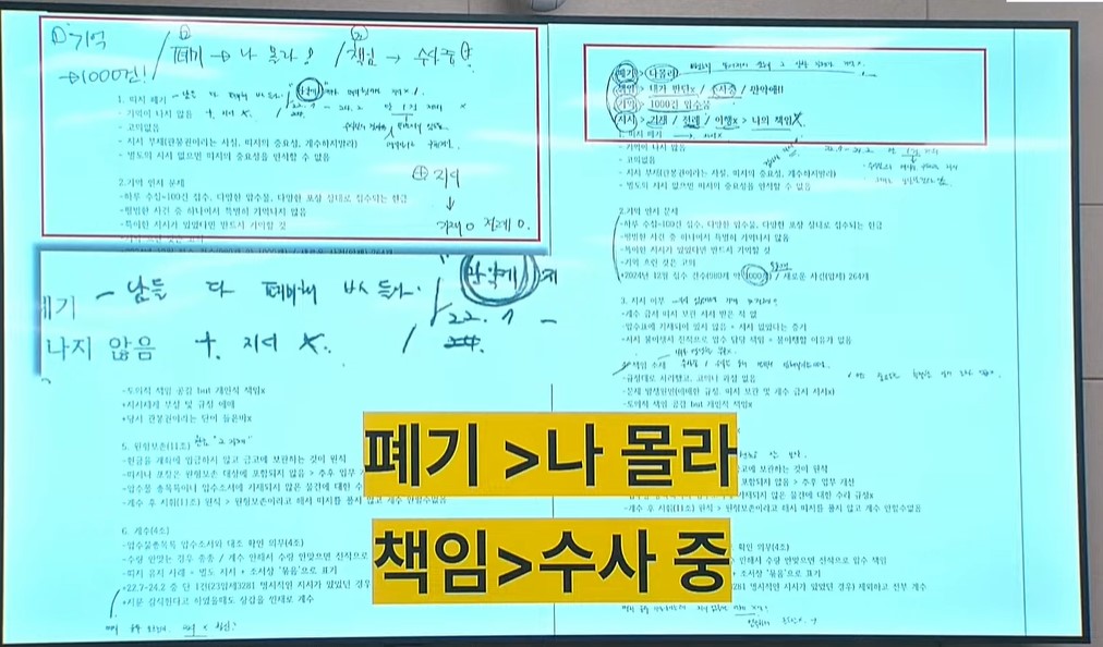 관봉권 띠지 분실 사건|김건희 특활비 의혹과 청문회 파문 총정리 4 청문회에 나온 수사관들이 가지고 온 청문회 답안지